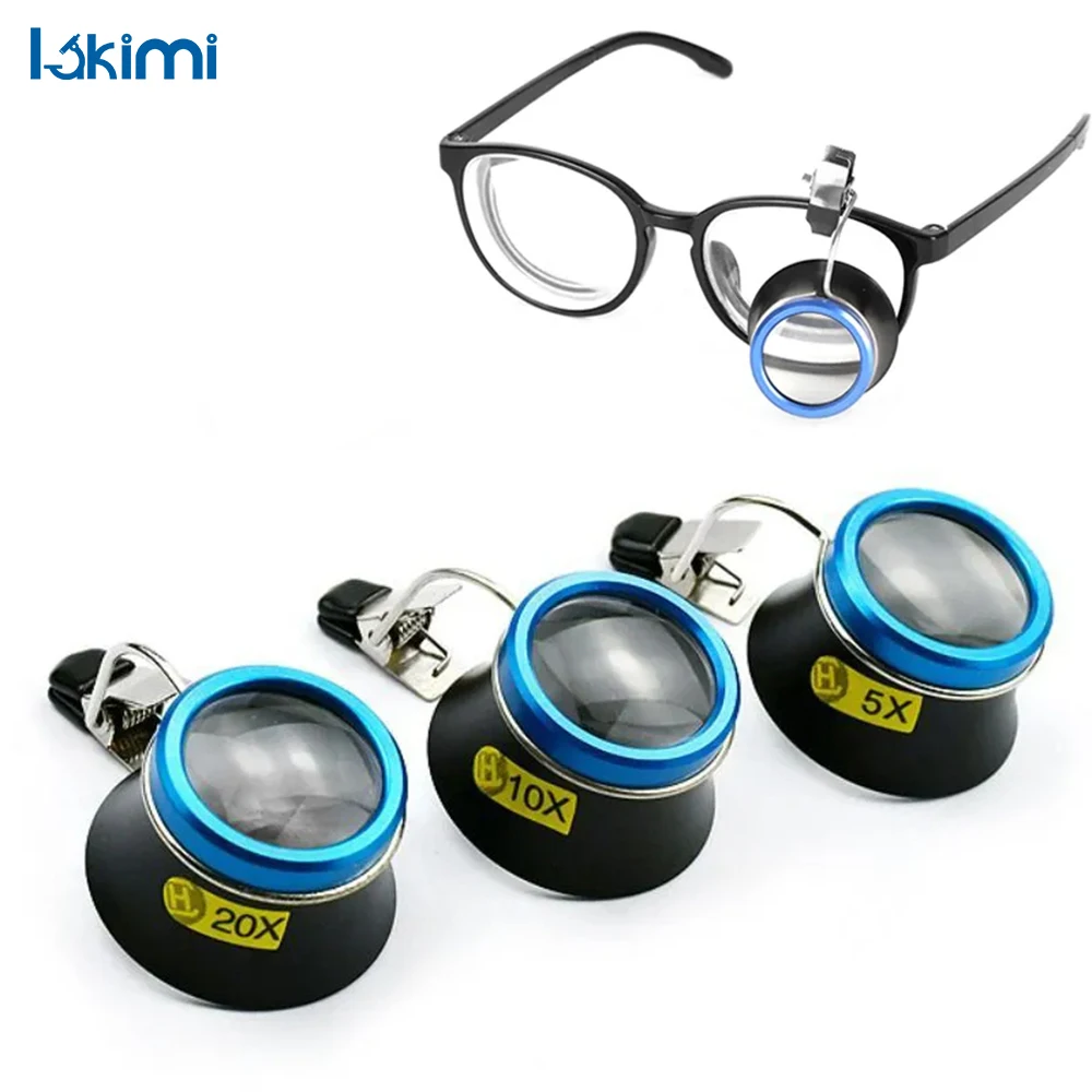 

Eyeglass Magnifier Portable Clip-On with 5X, 10X, and 20X Magnifying Lenses for Watchmakers Repair Tool LK-AA68