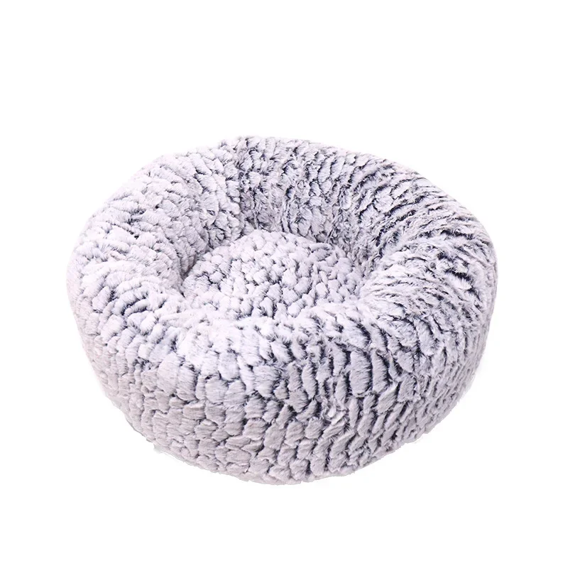 سرير قطط مستدير من الحجر المخملي الجديد مع عش كلب مخملي سميك متوفر لجميع أفش الحيوانات الأليفة في الفصول #4