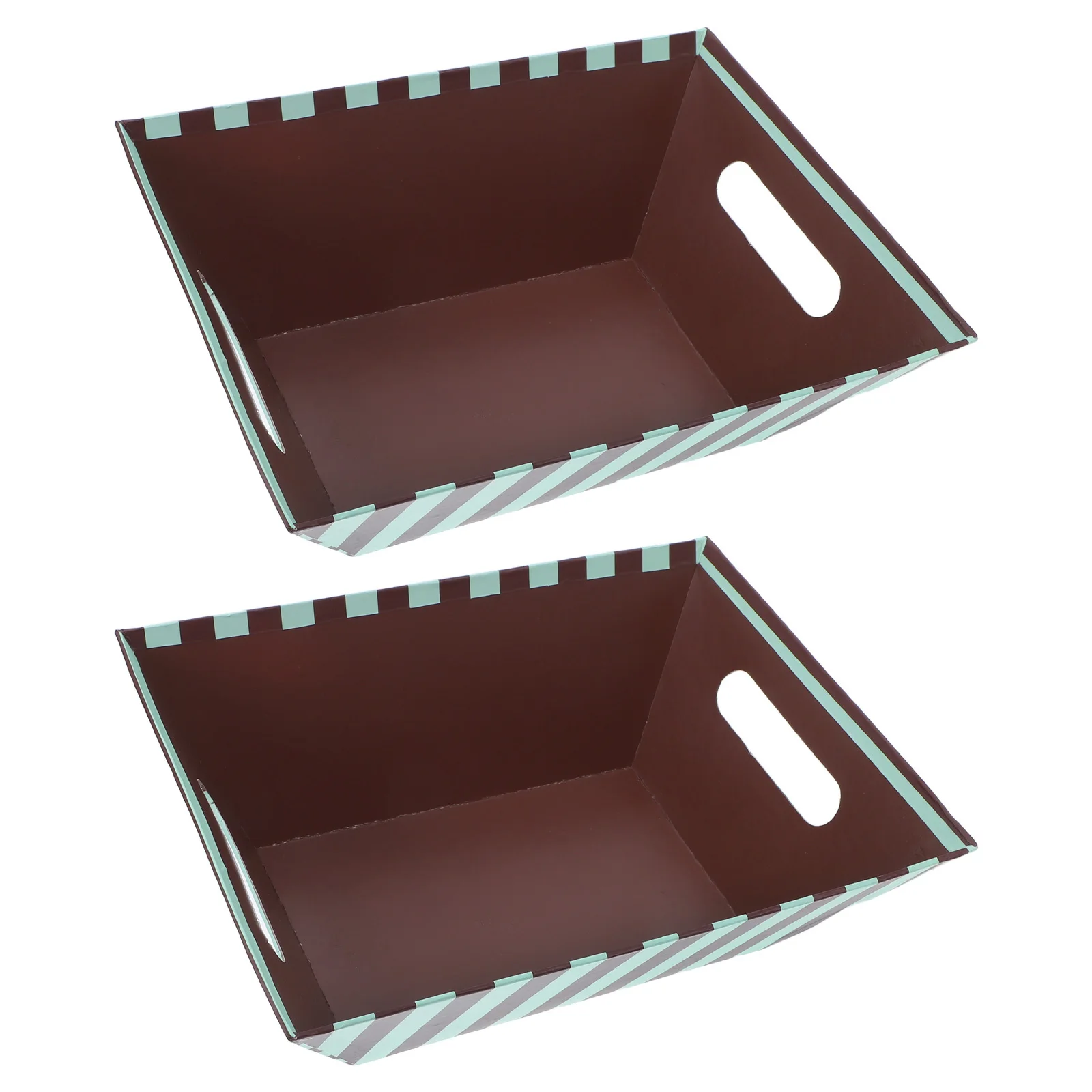 

2Pcs Heavy-Duty Striped Paper Food Baskets Cardboard Snack Trays for Party Appetizers Treats Picnic Serving Baskets with Handles