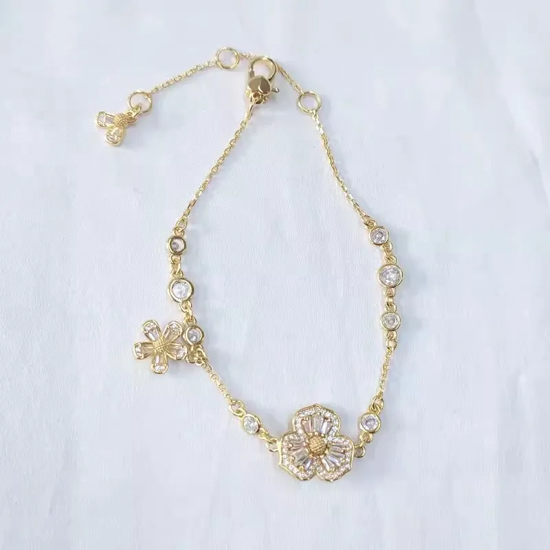 2024 جديد Ks سلسلة الربيع الحلو البريق اللون ثلاثي الأبعاد الزهور غير النظامية أقراط البتلة قلادة سوار قلادة مجموعة