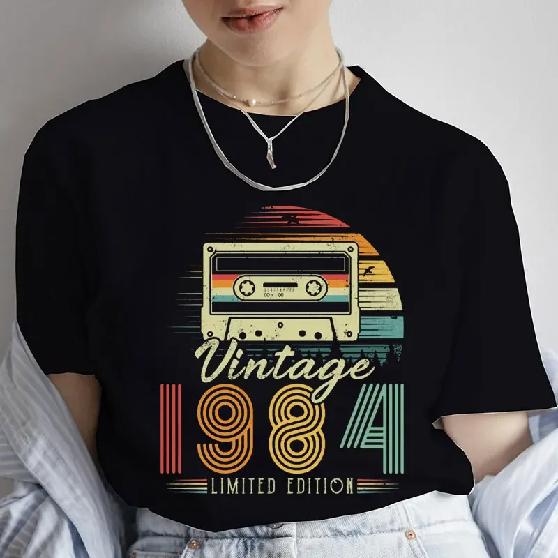 1984 Vintage Shirt for Women 39th Birthday Party T-shirts Clothing Short Sleeve Tee Shirt 1984 Retro Cassette Shirt Clothes