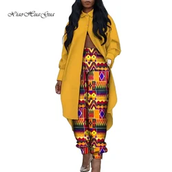Trajes con estampado africano para mujer, camisas y pantalones de manga larga con solapa, conjuntos de 2 piezas, ropa africana, trajes de moda WY10113