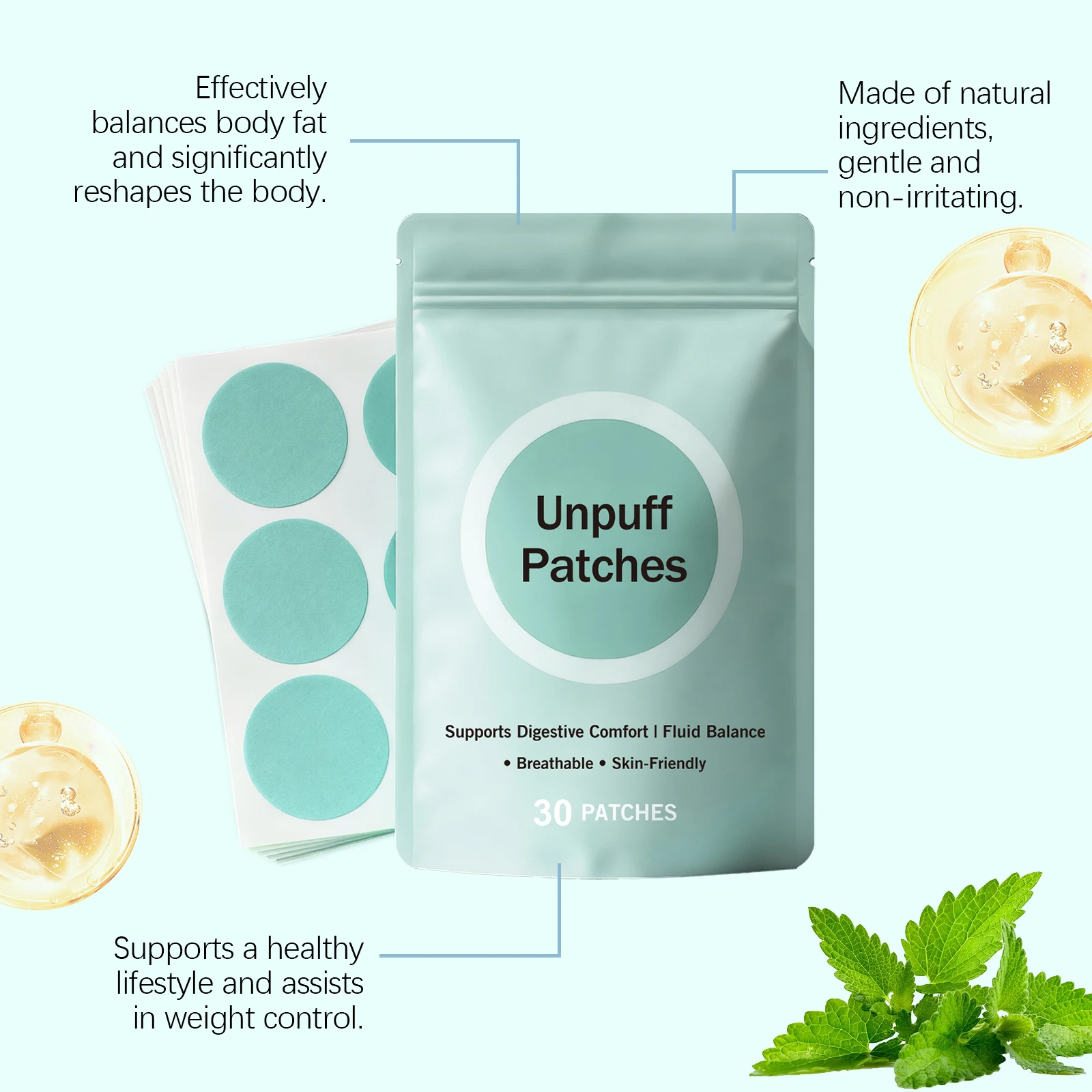 Weight Management Patch Body Shaping Fat Burning Anti Cellulite Improve Stomach Control Appetite Balance Hunger Hormones Patch view 3