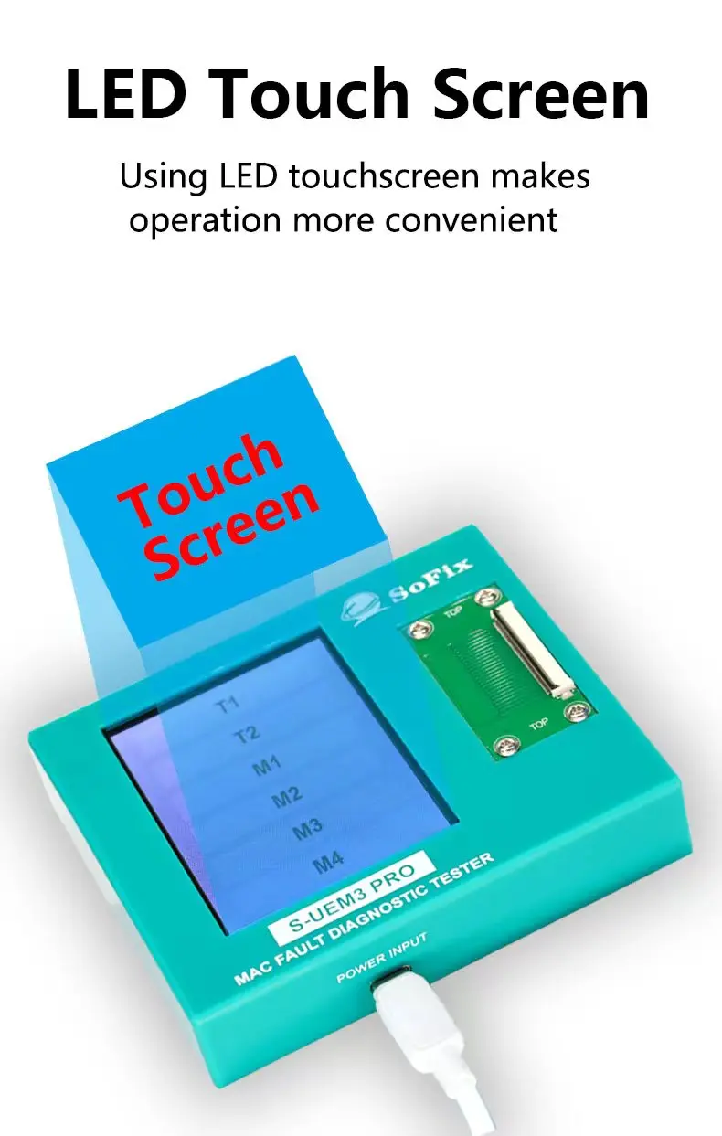 Sofix S-UEM3 Pro Diagnostic Tool Is Used to Troubleshoot USB-C EDP Connector Issues on MacBook Screens, Compatible with 2016