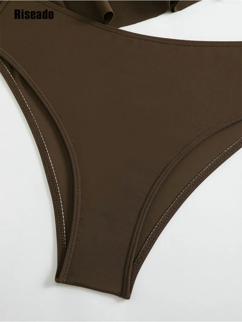 2026年新作 レディースビキニセット ツーピース水着 Vネック ブラウン タンキニセット