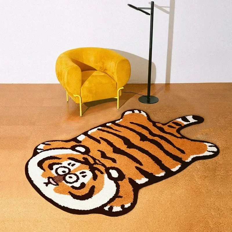 Cartoon Tiger Rug Non-Slip Bedside Carpet Absorbent Bathroom Mat Protective Floor Mat for Living Room Decor Alfombra Rugs