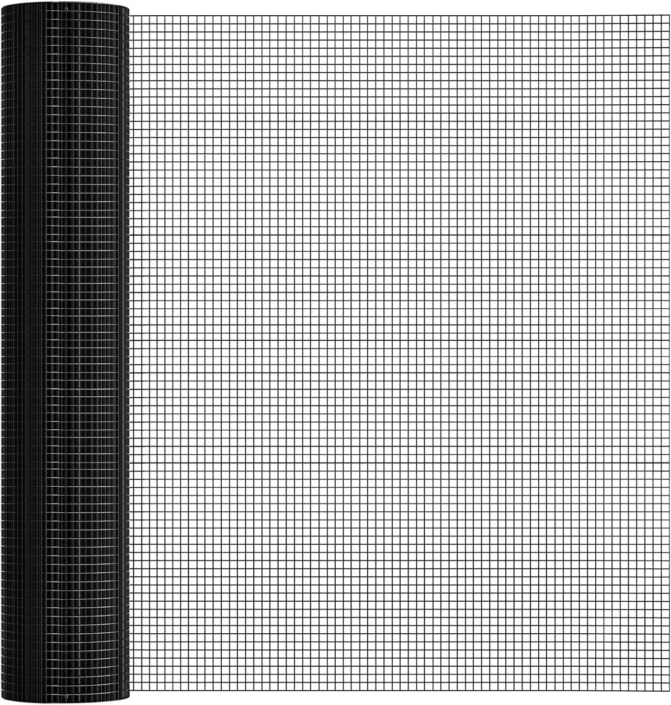 

Black 19 Gauge 1/2 Inch Hardware Cloth - Vinyl Coated Welded Wire Mesh Roll - Duty Rust Proof Fencing for Gardens, Poultry