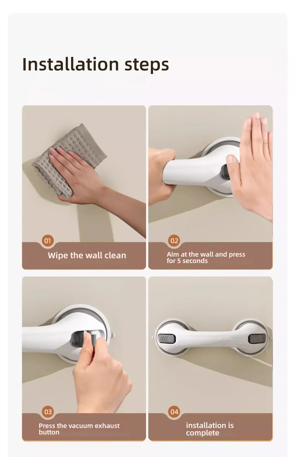 욕조 및 샤워용 샤워 핸들 손잡이 흡착식 손잡이 장애인 및 노인을 위한 욕실 욕조 손잡이