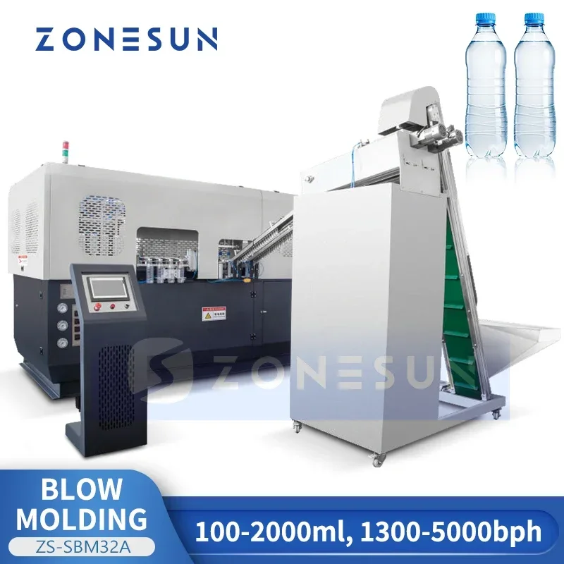 ZONESUN Macchina automatica per lo stampaggio mediante flusso Bottiglie in PET Preforme Contenitori per succhi d'acqua a 6 cavità Attrezzature ZS-SBM32A