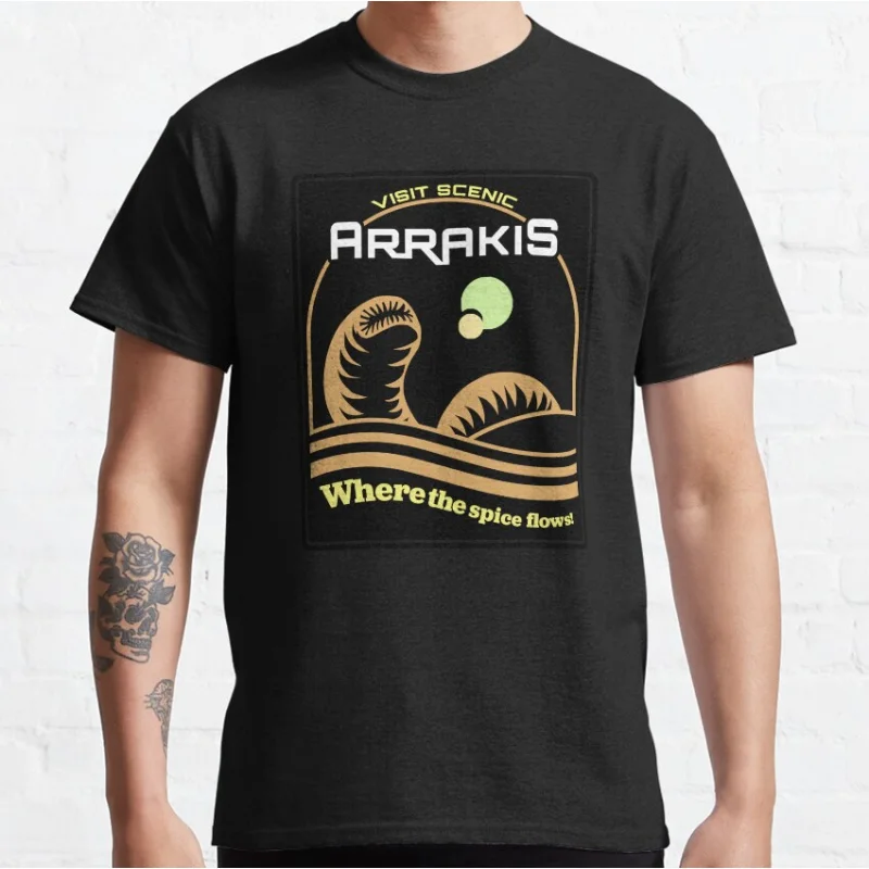 Visit Scenic Arrakis Retro scifi Dune Sand sandworm Gift t shirt for man Large size Tops 100% cotton printed Clothes S-6XL
