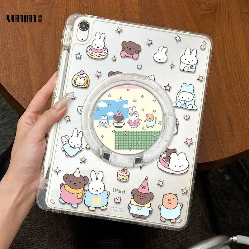 Kawaii Miffy IPad Protective Tablet Case with Stand 10/11th Generation Acrylic Pro Model 2024 10.2-inch Miffy Rabbit Air 7 6 5 view 4