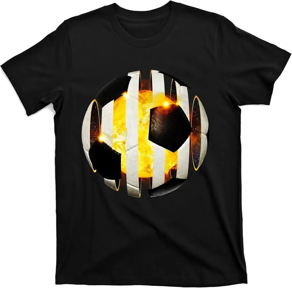 Ripped Soccer Futbol  Ball  Black  Tees Cotton Luxury brand vintage oversized