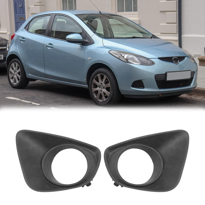 1 Pair Car Front Bumper Fog Light Lamp Hoods Housing Cover Replacement For Mazda 2 Demio Hatchback 3 Door