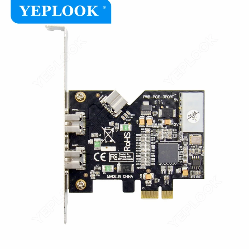 PCIe 3 Ports 1394B 1394 Card Firewire 800 PCI-Express x1 Controller Card TI XIO2213AZAY Chipset For DV Camera HD Video Capture