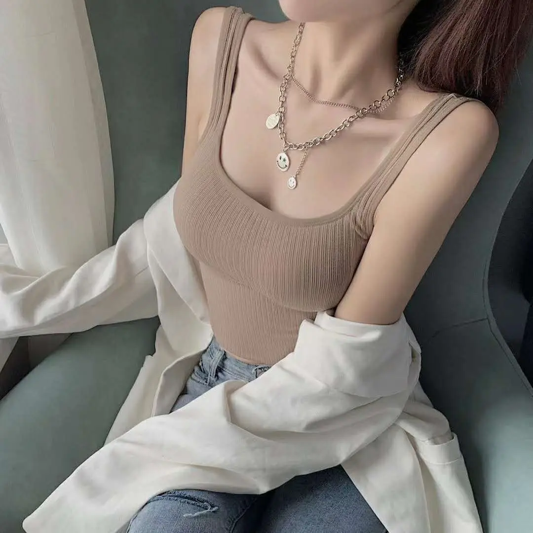 Áo Crop Top Cơ Bản Áo Bralette Sexy Dạo Phố Nữ Thời Trang Áo Áo Thoáng Khí Dây Có Đệm Mùa Hè Bể Người Phụ Nữ