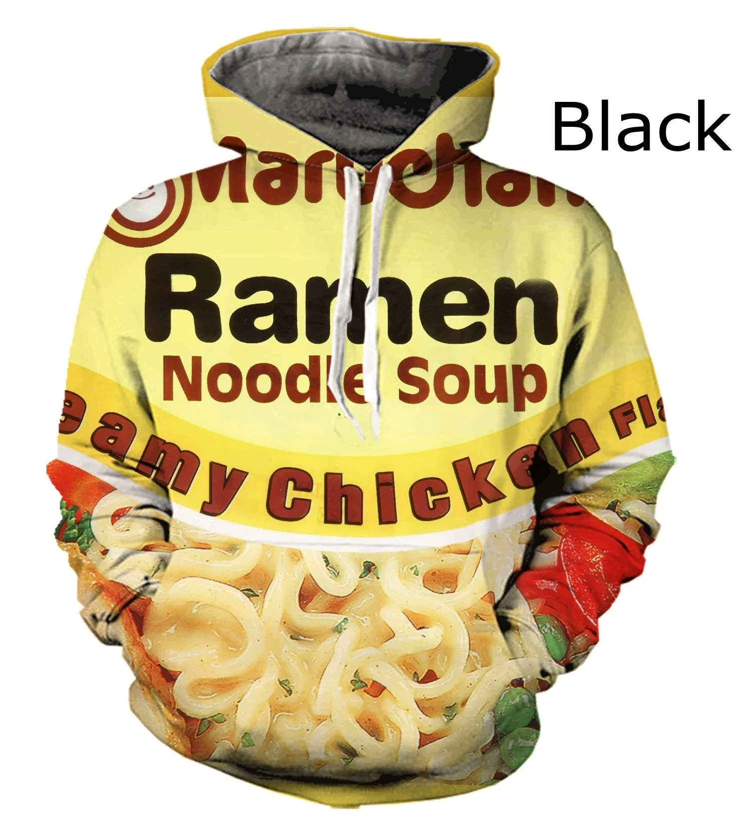 Men and Women Fashion 3D Hoodies Ramen Food Hamburger and Chips Print Loose Hooded Sweatshirt Casual Pullovers S-6XL