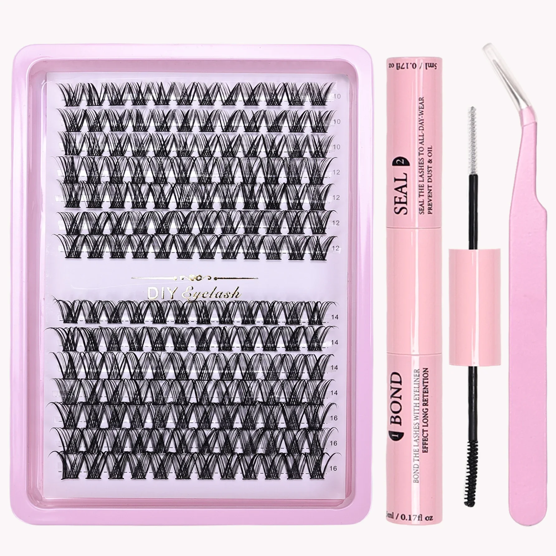 168pcs Eyelash EXTENSION Kit Curler D Curl Eyelash EXTENSION ชุดขนตากาวและ Sealant Curler และ Eyelash Applicator