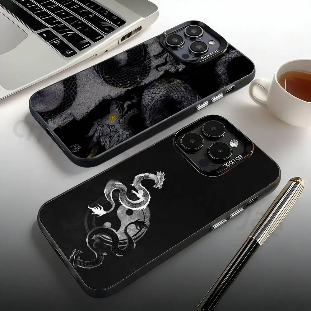 

Japanese Art Dragon Yin Yang Phone Case For iPhone 17,16,15,14,13,12,11,Pro,Max,Plus,Mini, Anti Fall Matte Hard Bumper