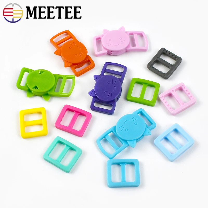 50/100/200Sets 10mm Release Buckles Plastic Side Clasps Tri Glide Slider Bags Pet Collar Adjust Clasp DIY Paracord Accessories