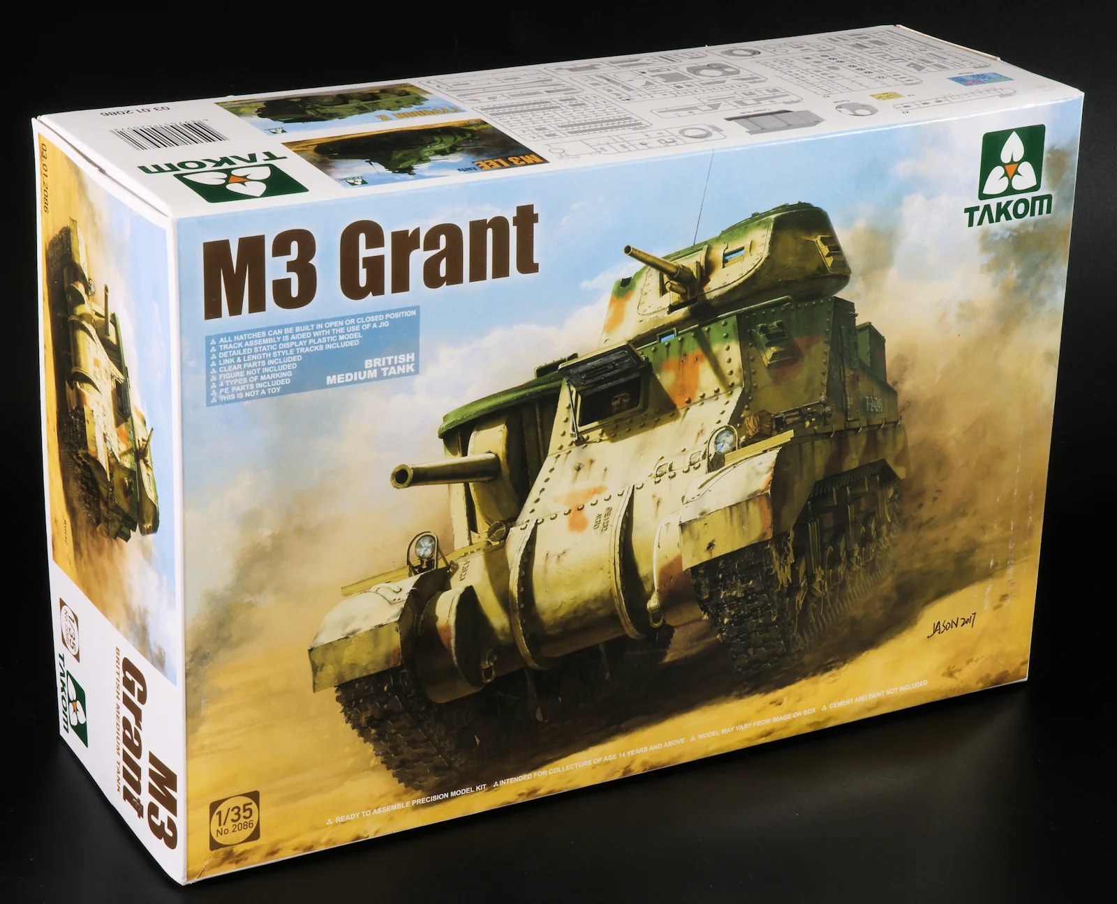 2086 TAKOM Collectible 1/35  Assembly Model Kit British Medium Tank M3 Grant