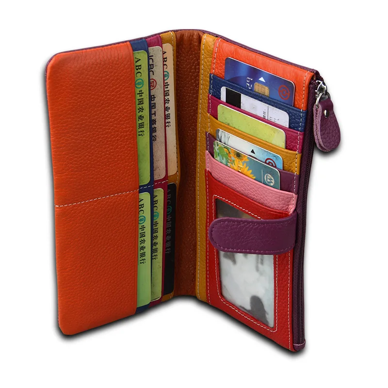 western-candy-color-cowhide-leather-long-women-wallet-multi-cards-large-capacity-coin-purse-for-ladies