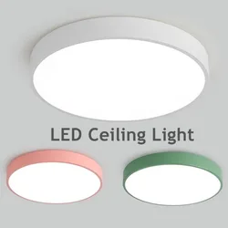LED Nordic Ceiling Light Circular Grain Macaron Lamp Modern Bedroom Study Balcony Children's Room Home Light 30cm 40cm 60cm