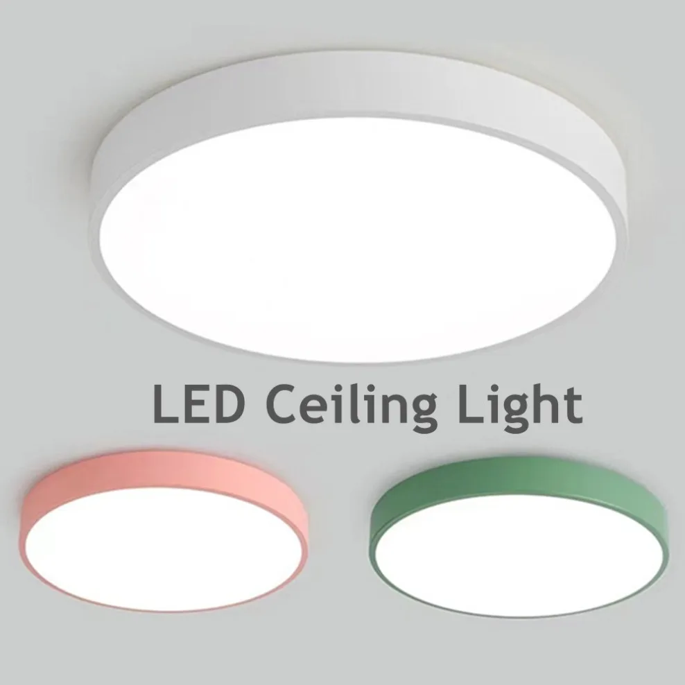 LED Nordic Ceiling Light Circular Grain Macaron Lamp Modern Bedroom Study Balcony Children's Room Home Light 30cm 40cm 60cm