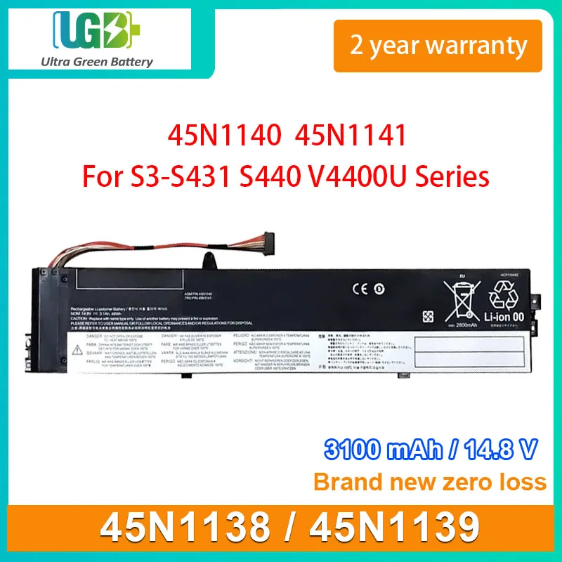 

UGB New 45N1138 Laptop Battery For Lenovo ThinkPad S3-S431 ThinkPad S440 V4400U 45N1139 45N1140 45N1141 14.8V 3100mAh