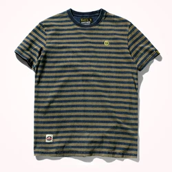 Striped T-shirt Men's Short Sleeve New Pure Cotton Slim Trend Simple Joker Round Neck Old Washed Short Sleeve T-shirt