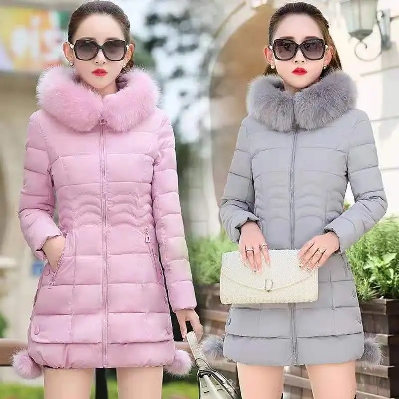 Women's Winter Jacket Hooded Parka Big Fur Collar Female Thick Warm Coat Windproof Overcoat Comfort Casual Outwear -30 Degrees