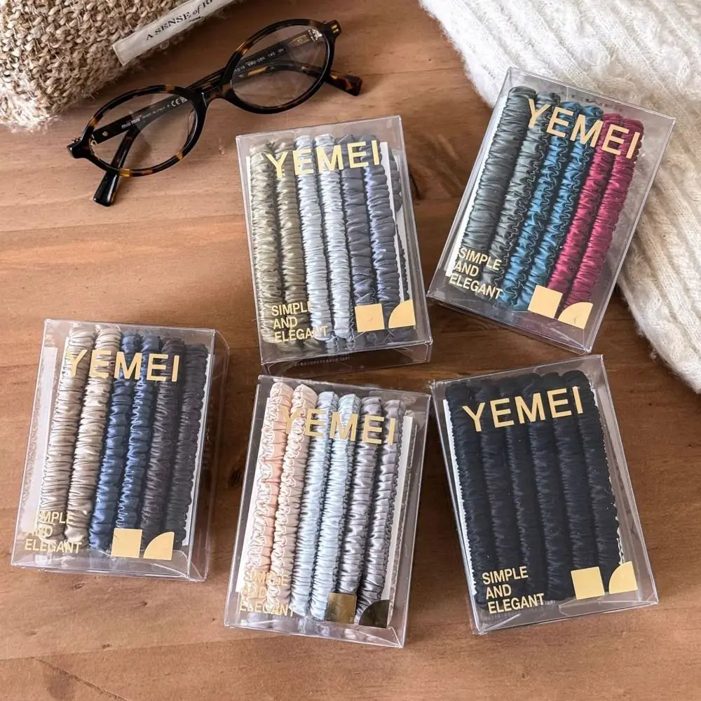 12pcs/box Boxed Silk Hair Rope Set Solid Color Hair Ring Colorful Hair Scrunchies High Elasticity Korean Style Basic Hair Tie