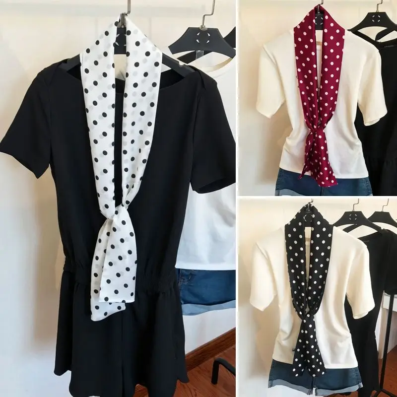 

Polka Dot Small Silk Scarf Women's Spring Summer Versatile Long Strip Narrow Korean Autumn Winter Decorative Suit Scarf Yarn