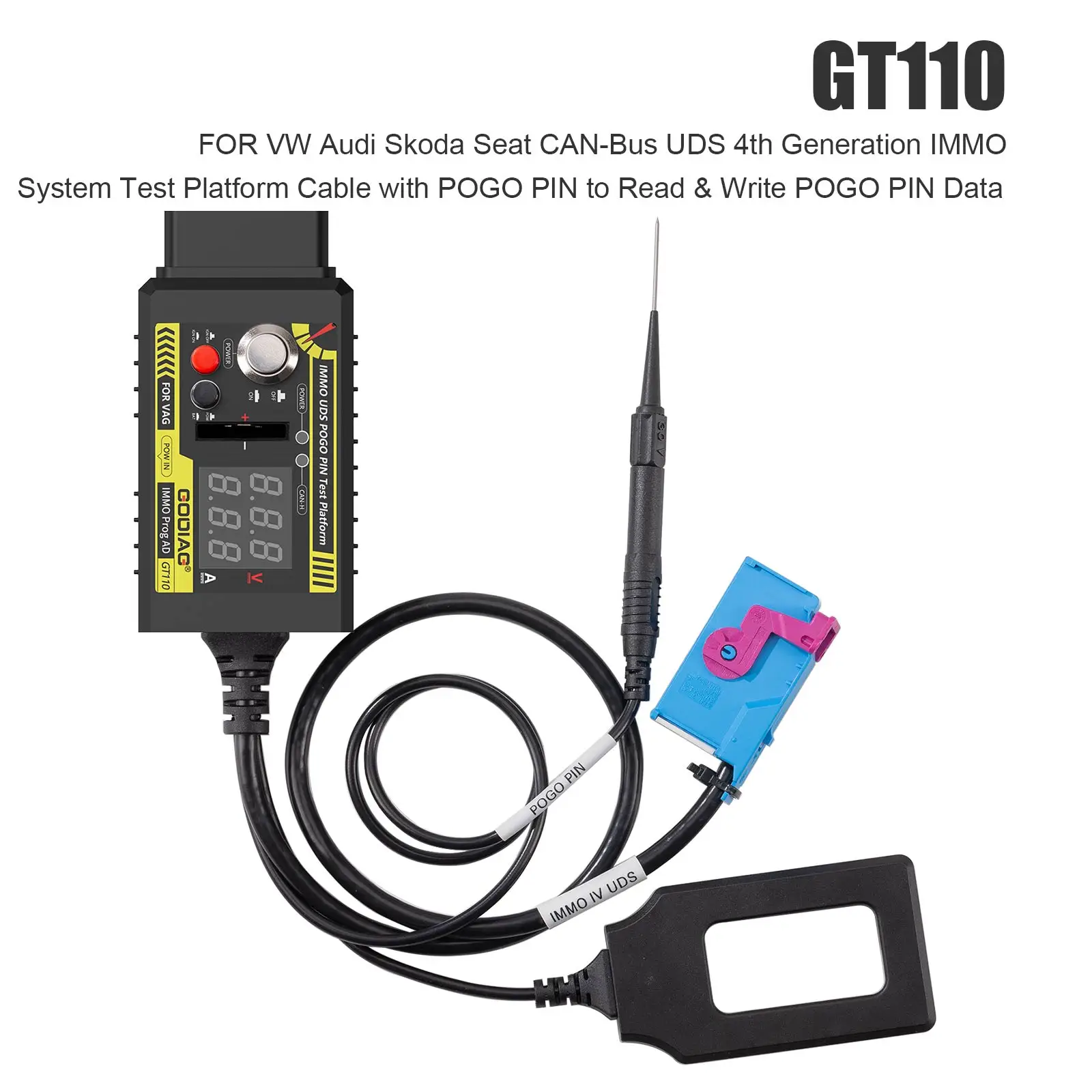 GODIAG GT110 FOR VW for Audi for Skoda for Seat CAN-Bus UDS 4th Generation IMMO System Test Platform Cable with POGO PIN