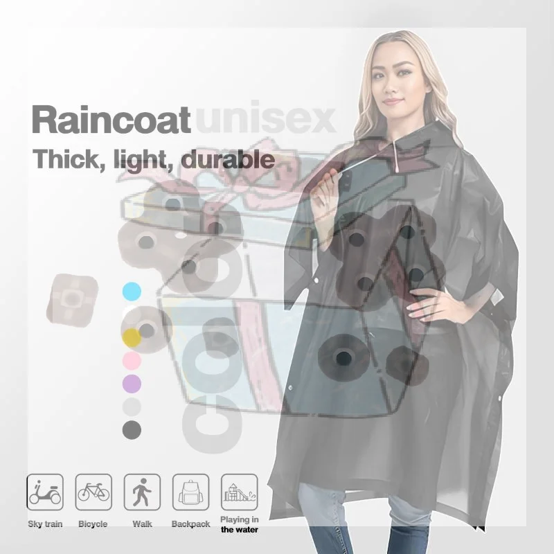 【CC】Adult EVA Cape Raincoat Poncho Rainsuit One-piece Pullover Cycling Hiking Travel Raincoat