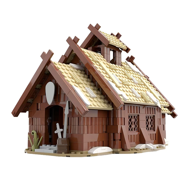 

MOC Creative Medieval Viking Village Mead Hall Building Block Kit House Architecture Brick Model Toys for children Gifts