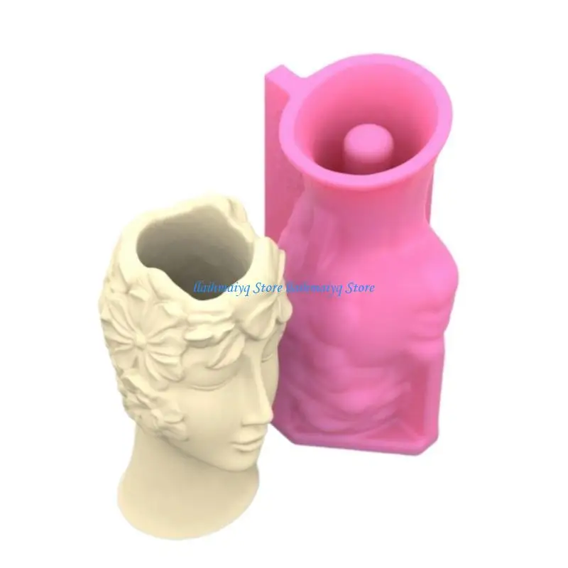 

573B Portrait Succulents Planter Molds DIYs Concrete Flowerpot Resin Molds Pen Holder Resin Molds Desk Livingrooms Decoration