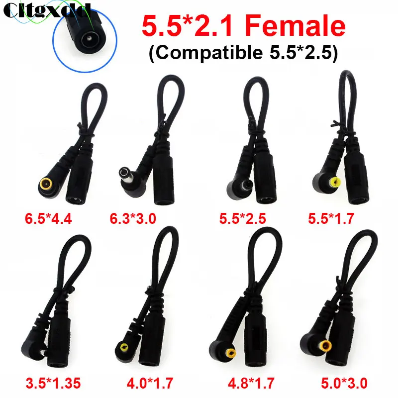 

5.5*2.1 Female to Male 3.5*1.35 4.0*1.7 4.8*1.7 5.0*3.0 5.5*1.7 5.5*2.5 DC Power Conversion Plug Connector Adapter W/ 15cm Wire