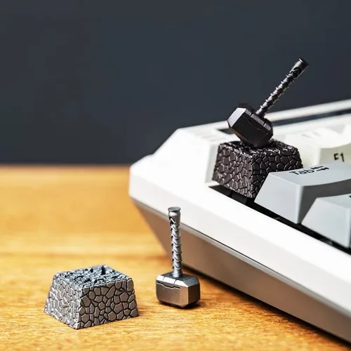 Keycaps 2 en 1 martillo de Thor de resina para llave, traje de tapa de llave transparente Retro clásico mecánico, botón Esc personalizado