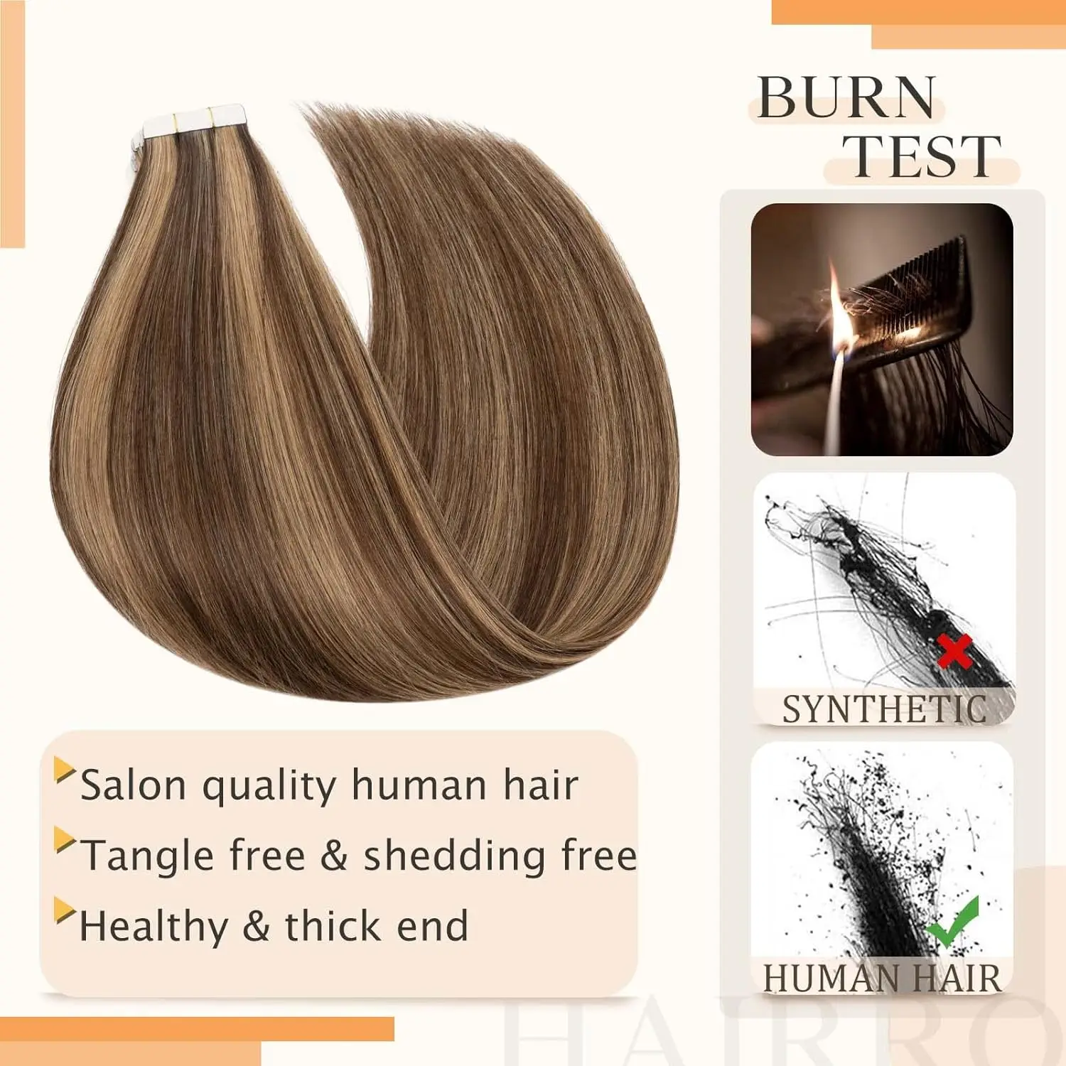 Cinta en extensiones de cabello humano, cinta en cabello humano Real, 20 gramos, 20 piezas, pegamento en extensiones de cabello, Color #4P27 para mujer