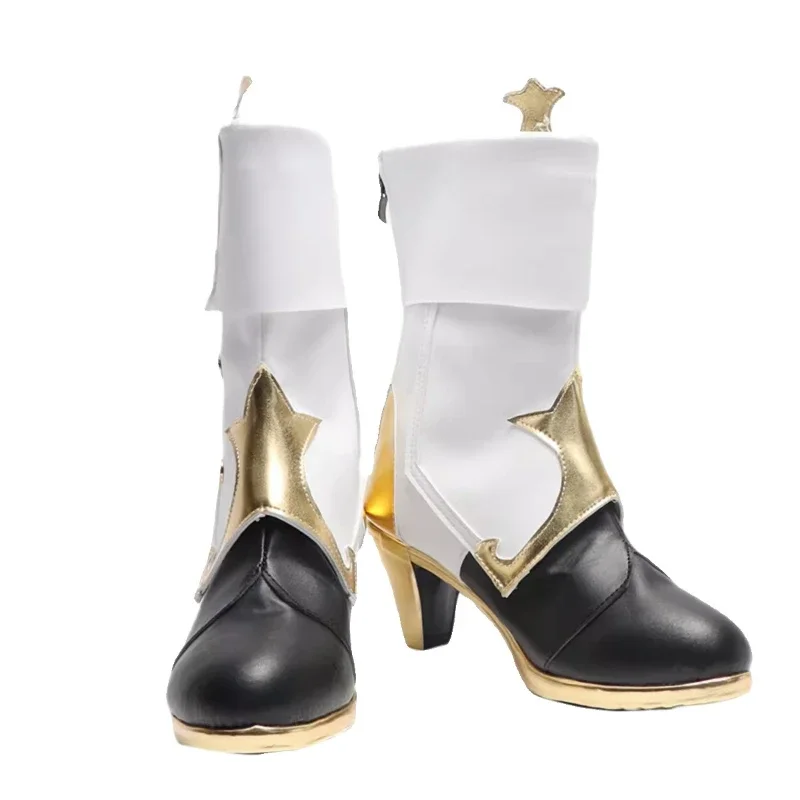 

Fashion Game Impact Clorinde Short Boots PU Leather Metal Buckle Laces Heels Boots Cosplay Shoes For Women Men Size 225-275