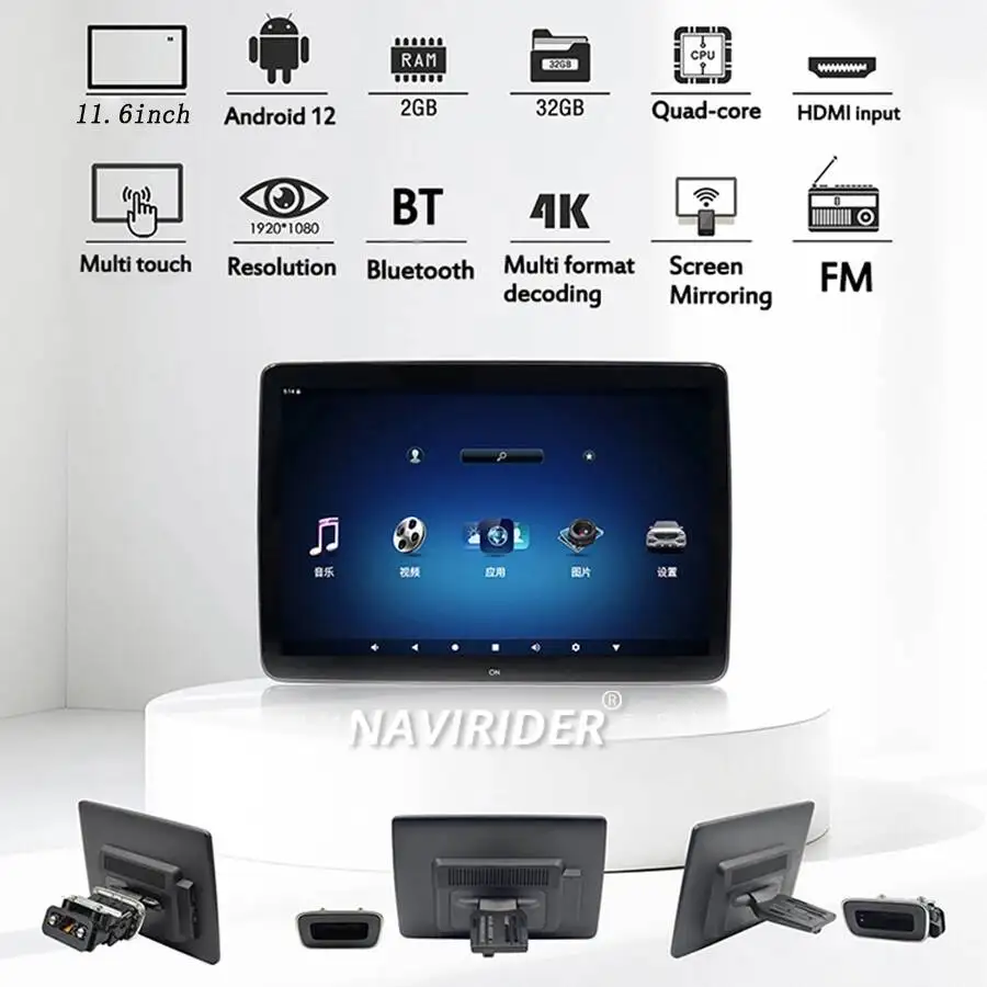 T For Mercedes S ML GLE GLS Vito V260 Android Rear Seat Entertainment System 11.6Inch 4G WIFI Headrest Car TV Multimedia Monitor