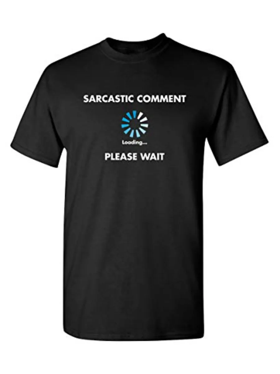 Men Loose Cotton T Shirt Sarcastic Comment Loading Please Wait Funny Text Print Short Sleeve Casual Daily Street Humor Tops