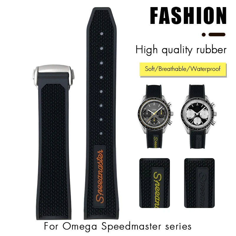 18mm 19mm 20mm 21mm Rubber Silicone Watchband for Omega Sxwatch Moon Watch Speedmaster Seamaster 300 AT150 Tag Heuer Soft Strap