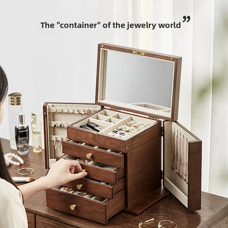 High-value Jewelry box with Large Capacity, Multifunctional Storage Organizer Elegant Vanity Display Case Storage Drawers