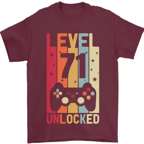 71st Birthday 71 Year Old Level Up Gamming Mens T-Shirt 100% Cotton