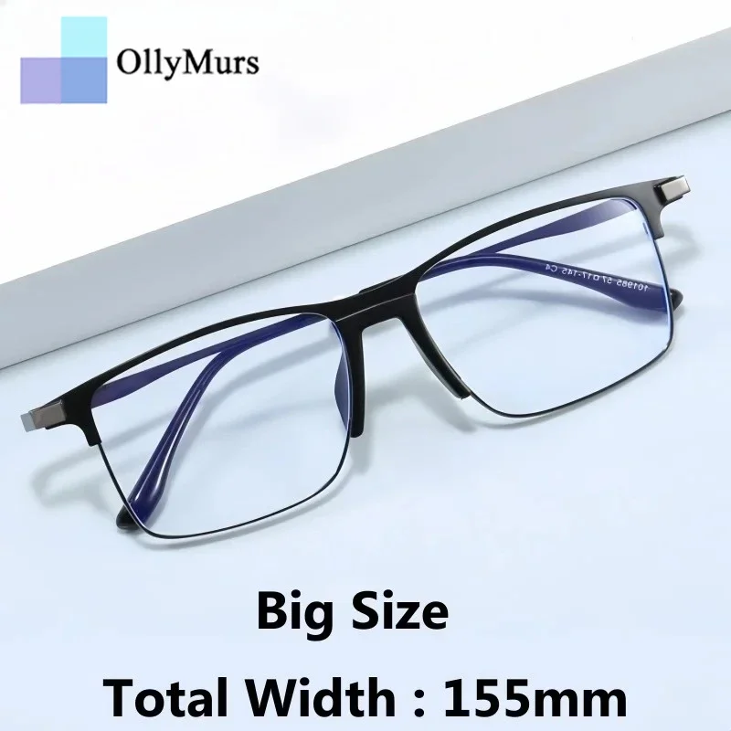 

OLLYMURS, большой размер 155 мм, мужская оправа для очков, сверхлегкие деловые очки из сплава, оптические очки по рецепту с большим лицом 101985