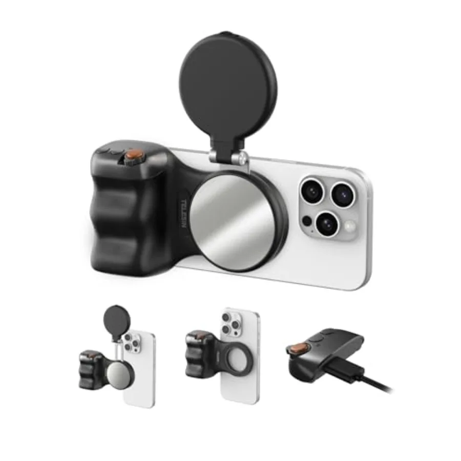 

Fun Shot Magnetic Phone Camera Grip+ C03 Magnetic Selfie Light Creator Kit Compatible with iPhone Magsafe and Android, Bundle K