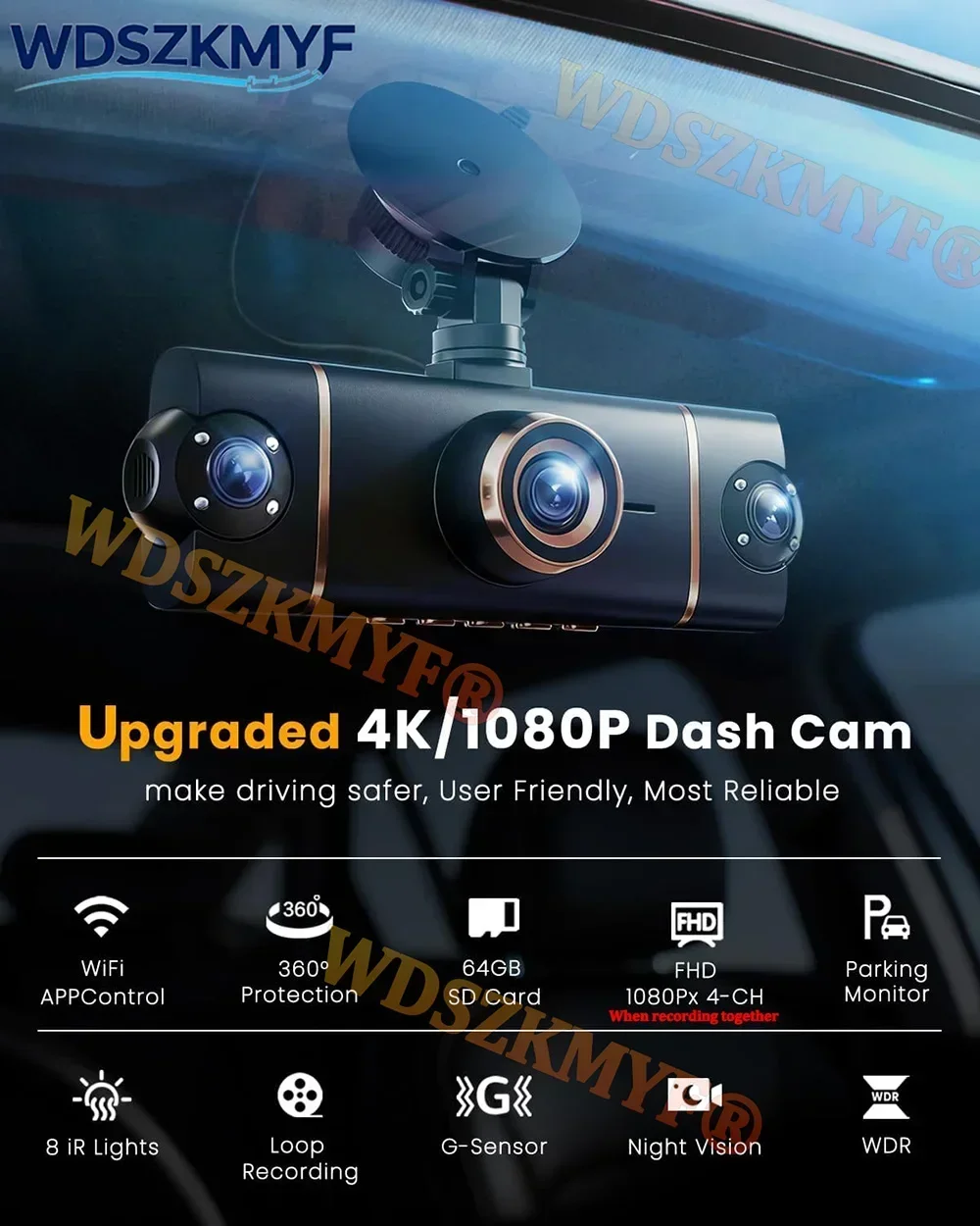 4K 1080P Car Camera 4Camera dashcam 360° Coverage Car DVR Front and rear 24H Parking Monitor Starlight Car Security Accessory