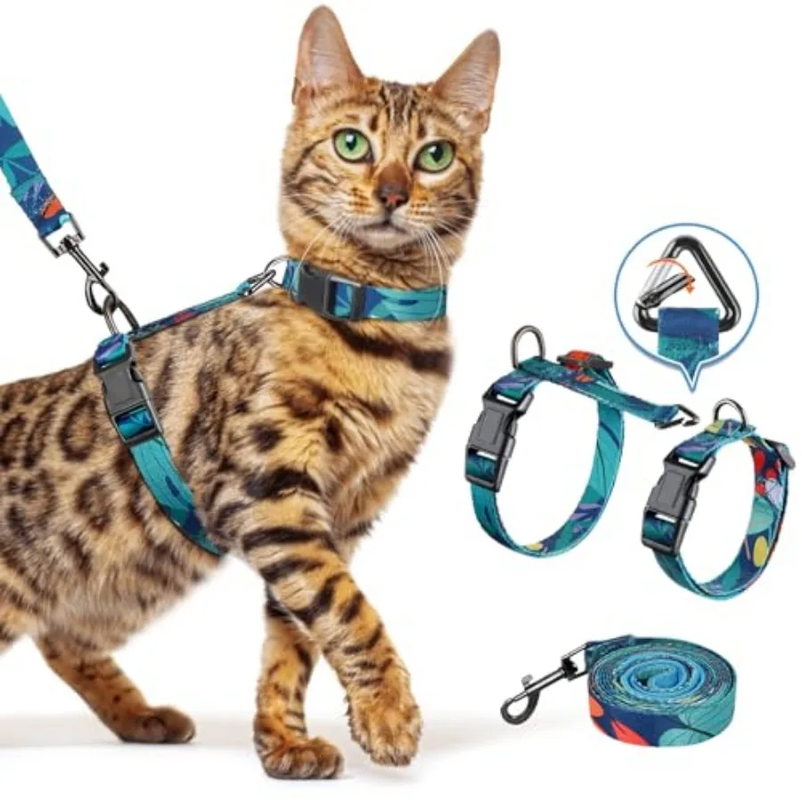 

Cat Harness and Leash Set, 3-in-1 Adjustable and Lightweight, Escape-Proof, Comfortable Soft Kitten Harness for Large Cats, Saf
