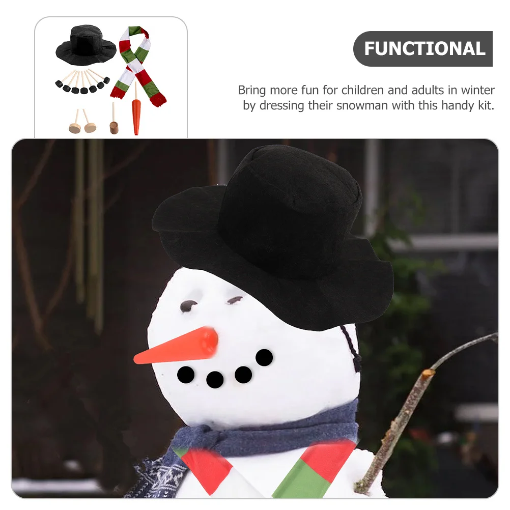 

1Set Christmas Snowman DIY Decoration Prop Dress-Up Kit Snowman Accessories for Outdoor Family Winter Festive Activities
